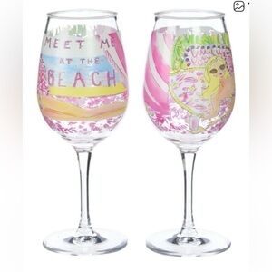 Lilly Pulitzer Meet Me At The Beach Pink Acrylic Wine Glasses - Set of 2